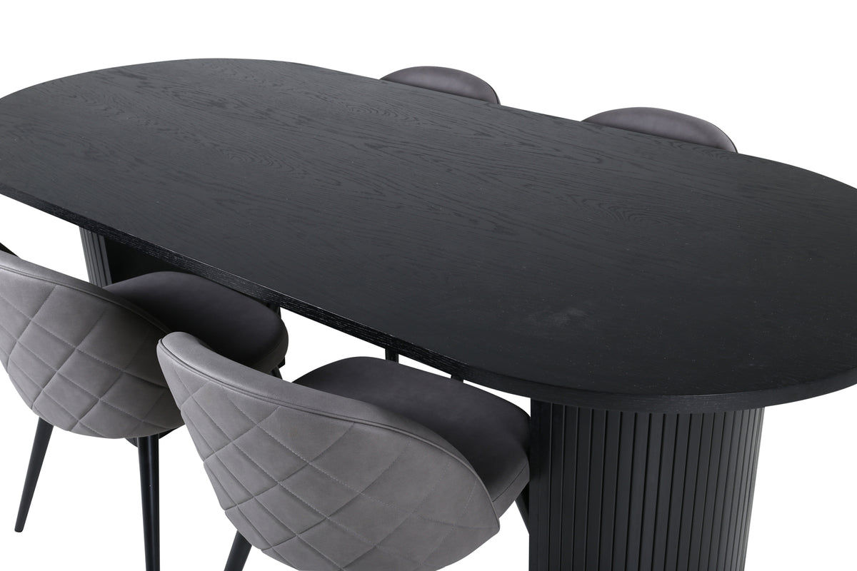 Venture Design Bianca & Velvet Matbord 90x200 + Matstolar Grå