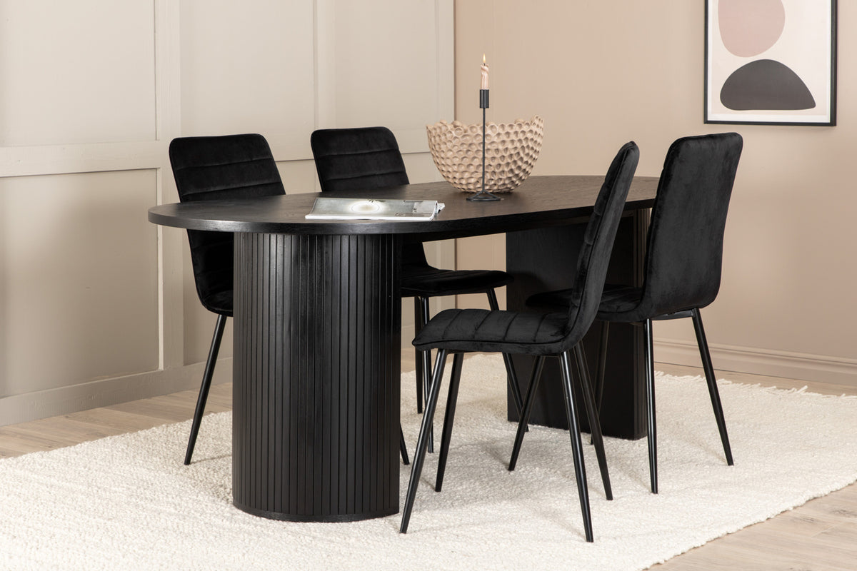 Venture Design Bianca & Windu Matbord 90x200 + Matstolar Svart