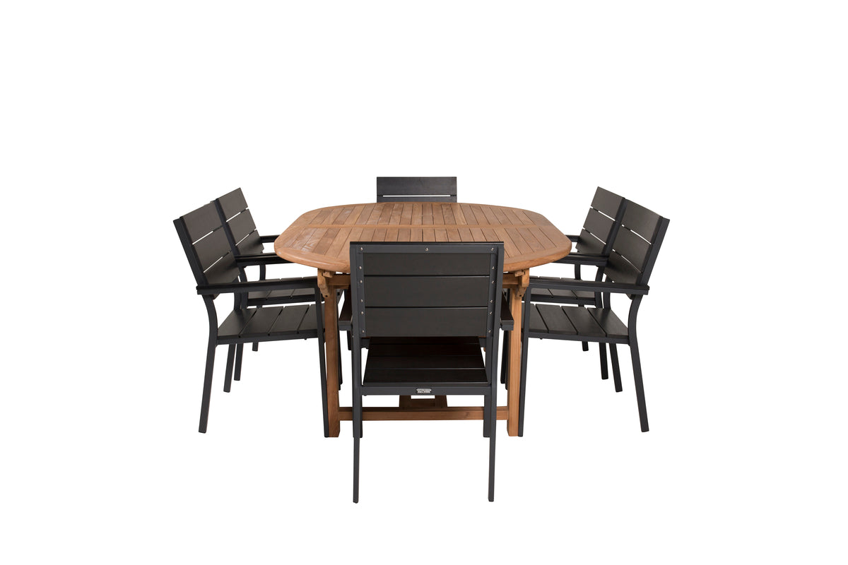 Venture Design Levels & Kenya Matstolar 2-pack Svart + Ovala Matbord