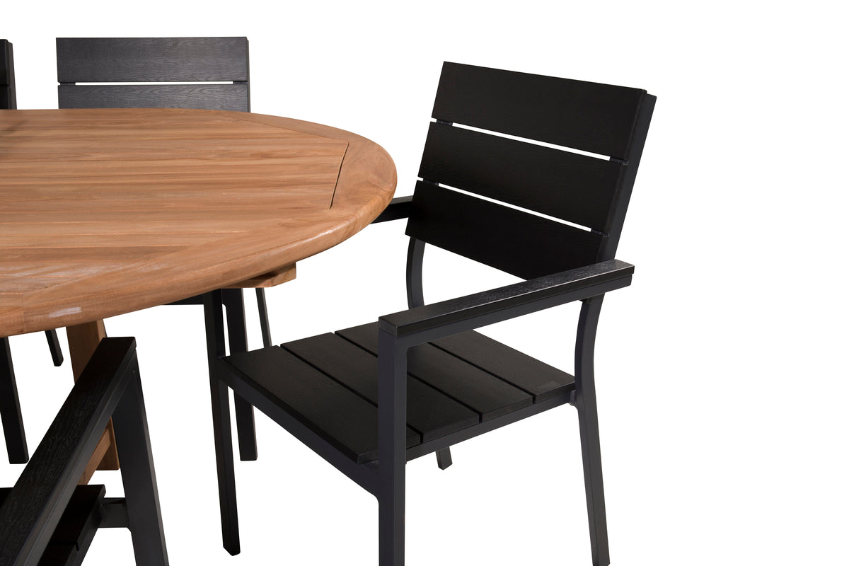 Venture Design Levels & Kenya Matstolar 2-pack Svart + Ovala Matbord