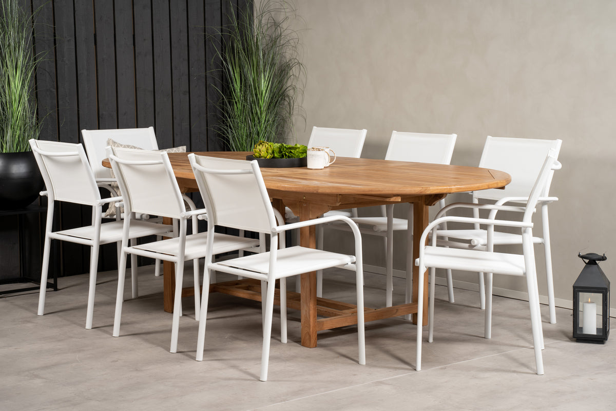 Venture Design Santorini & Kenya Matstolar 2-pack Vit + Ovala Matbord