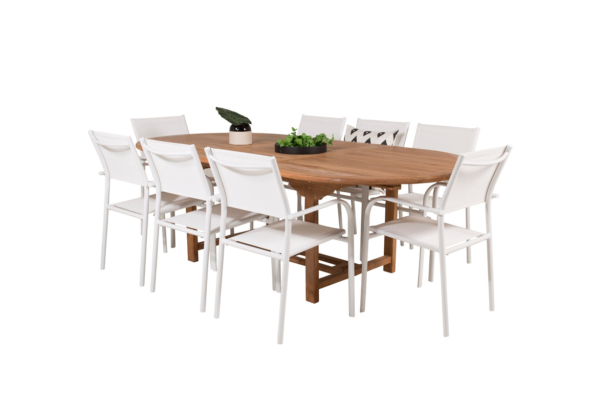Venture Design Santorini & Kenya Matstolar 2-pack Vit + Ovala Matbord