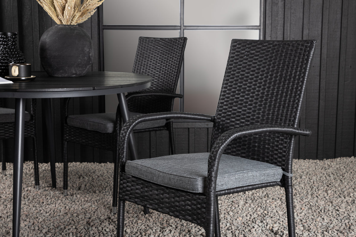 Venture Design Break & Anna Runda Matbord ø120 Svart + Matstolar Svart