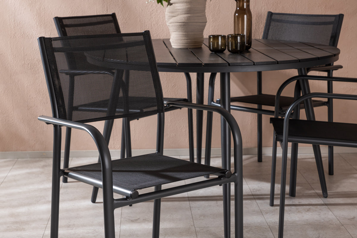 Venture Design Break & Santorini Runda Matbord ⌀120 Svart + Matstolar 2-pack Svart