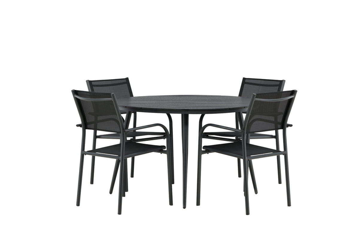 Venture Design Break & Santorini Runda Matbord ⌀120 Svart + Matstolar 2-pack Svart