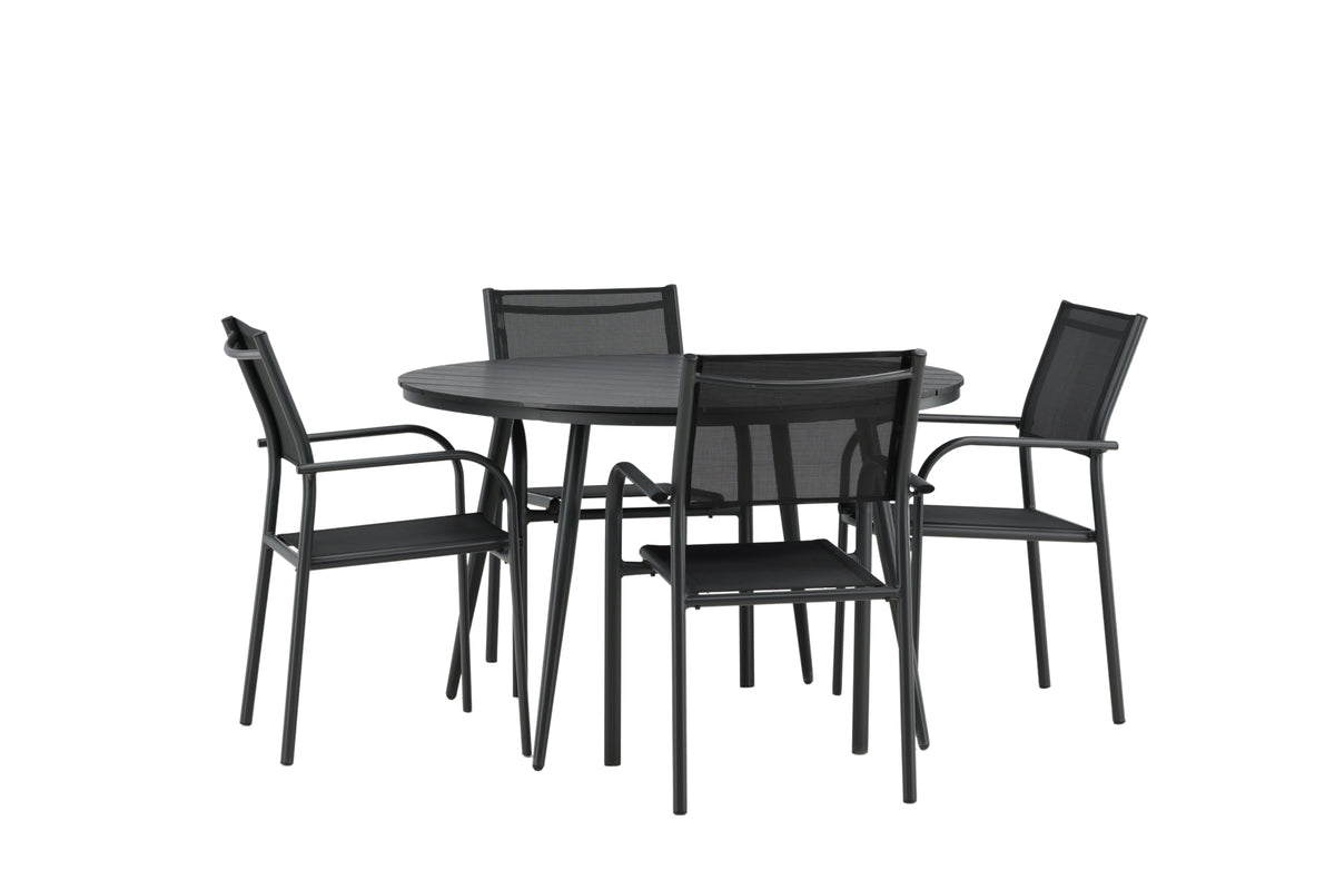 Venture Design Break & Santorini Runda Matbord ⌀120 Svart + Matstolar 2-pack Svart