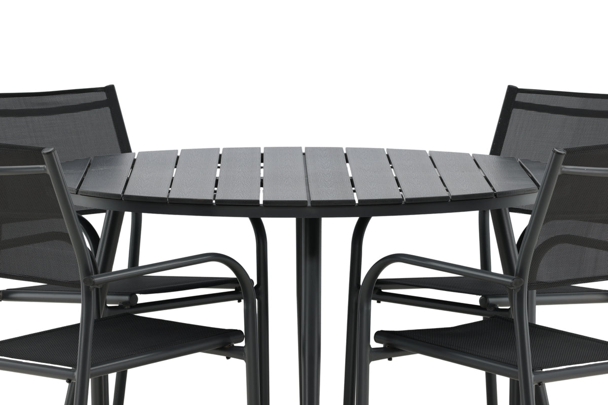 Venture Design Break & Santorini Runda Matbord ⌀120 Svart + Matstolar 2-pack Svart