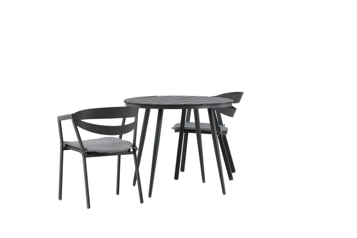 Venture Design Break & Slit Runda Matbord ø90 Svart + Matstolar Svart