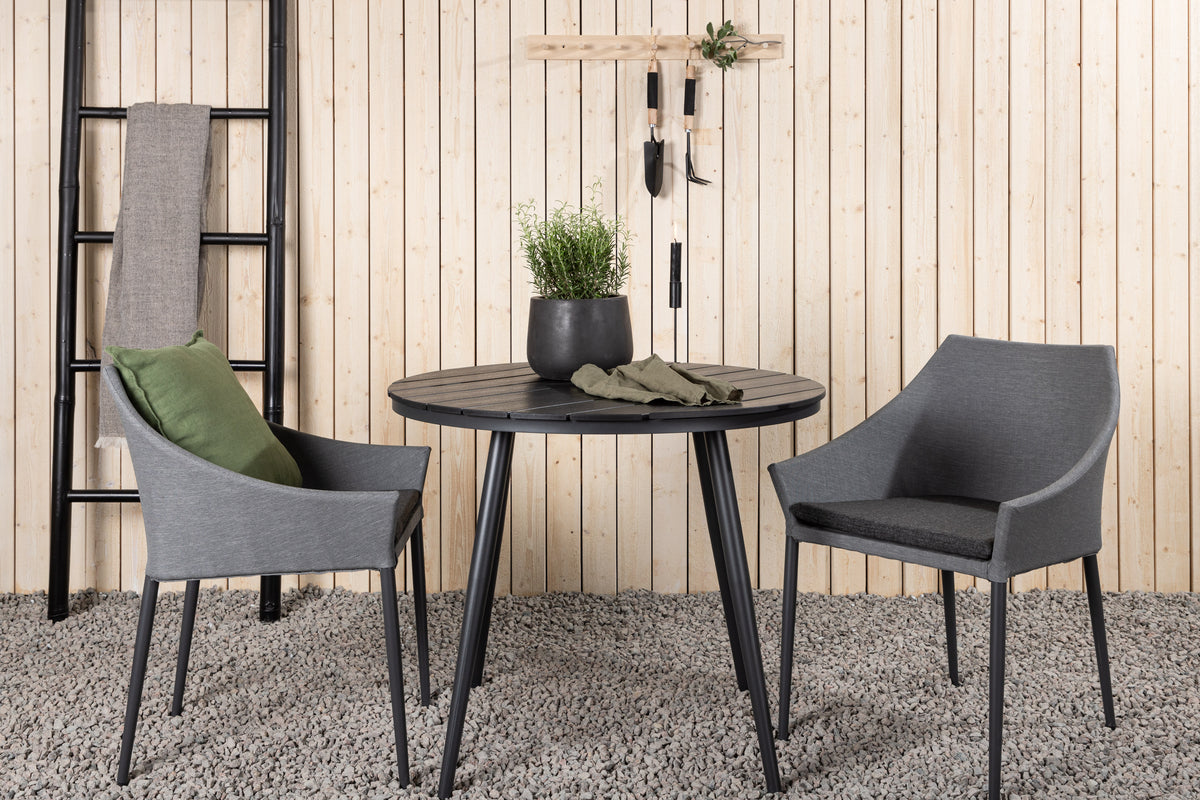 Venture Design Spoga & Break Matstolar Grå + Runda Matbord ø90 Svart