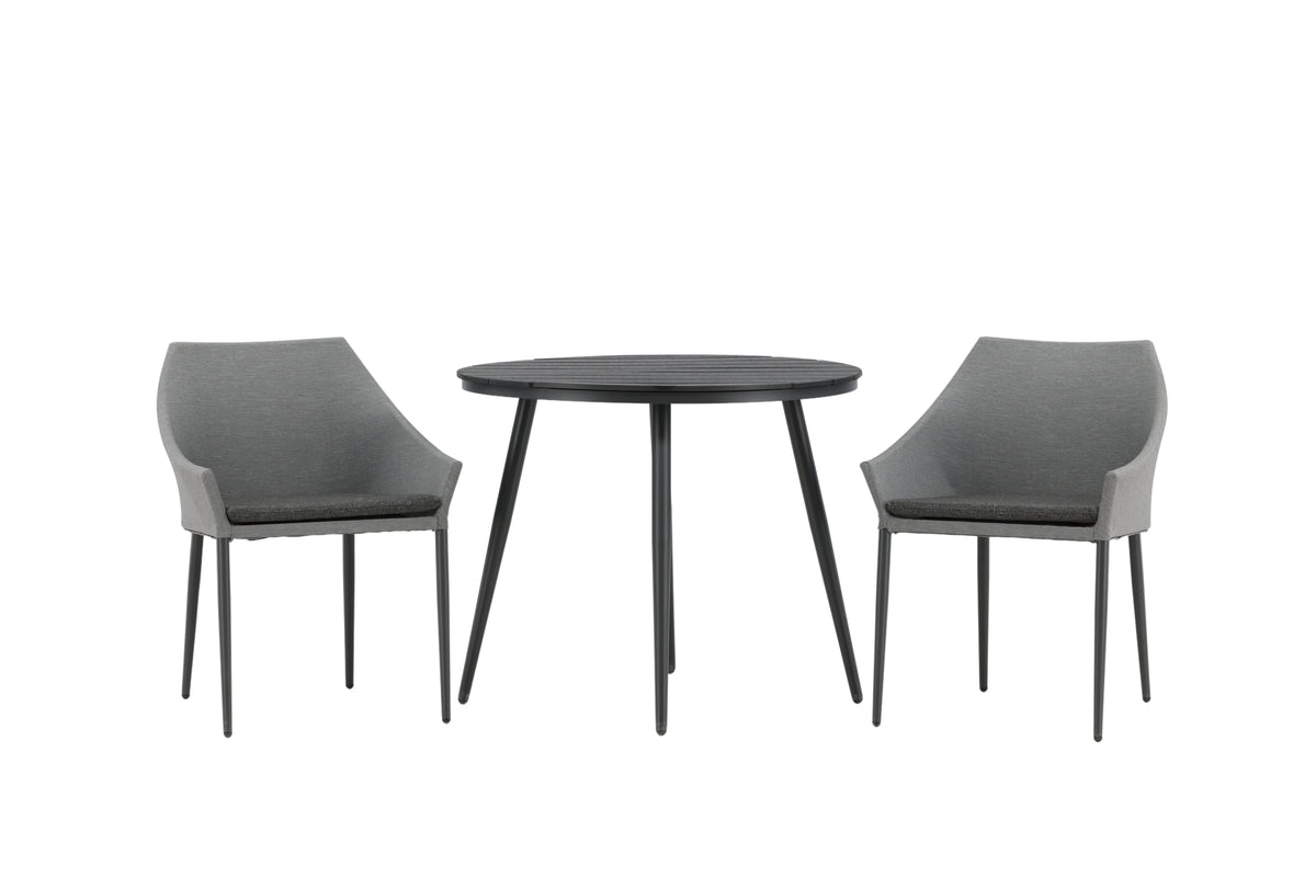 Venture Design Spoga & Break Matstolar Grå + Runda Matbord ø90 Svart
