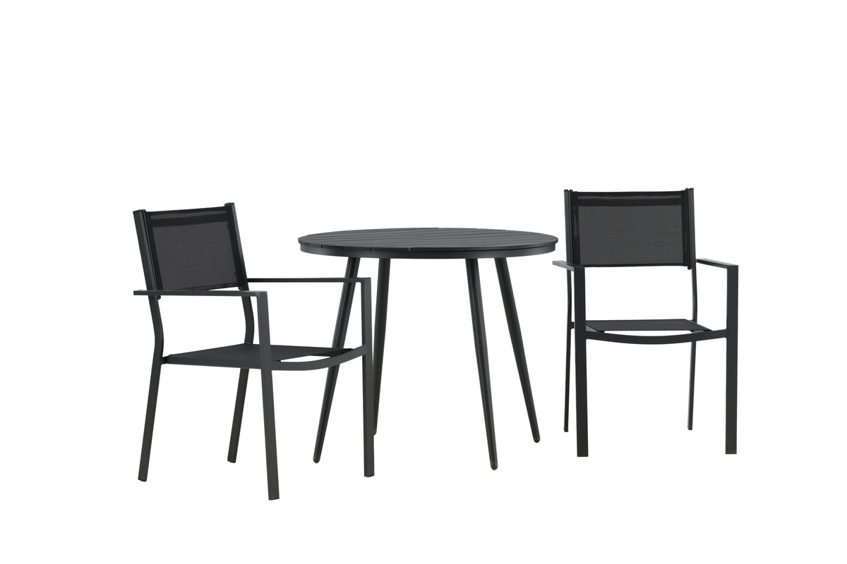 Venture Design Break & Copacabana Runda Matbord ø90 Svart + Matstolar Svart