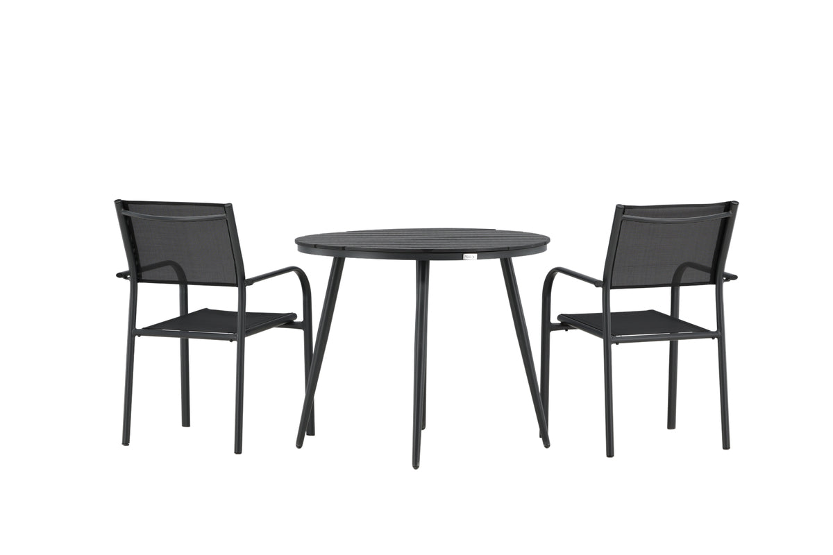 Venture Design Break & Santorini Runda Matbord ⌀90 Svart + Matstolar 2-pack Svart