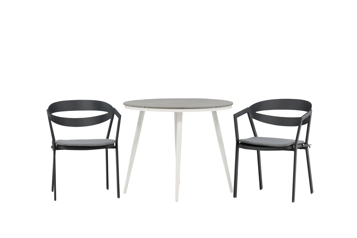 Venture Design Break & Slit Runda Matbord ⌀90 Grå + Matstolar Svart