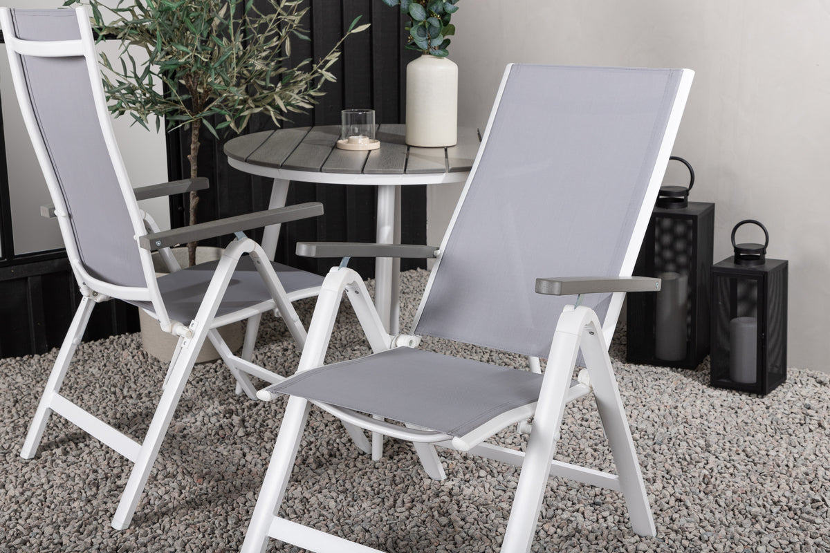 Venture Design Albany & Break Positionsstolar 2-pack Grå + Runda Matbord ⌀90 Grå