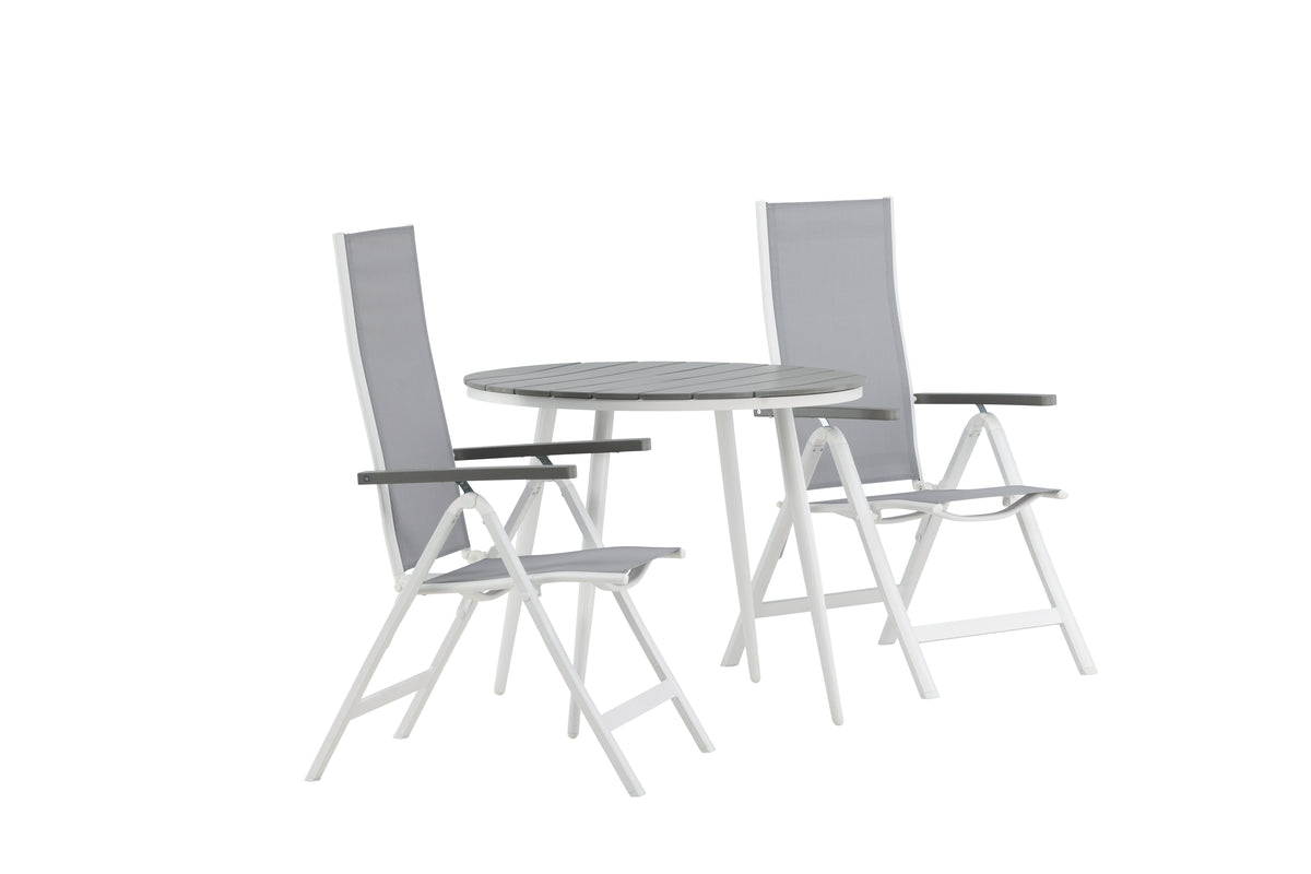 Venture Design Albany & Break Positionsstolar 2-pack Grå + Runda Matbord ⌀90 Grå