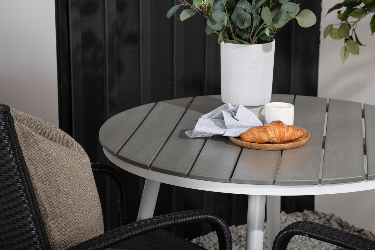 Venture Design Break & Anna Runda Matbord ⌀90 Grå + Matstolar 2-pack Svart