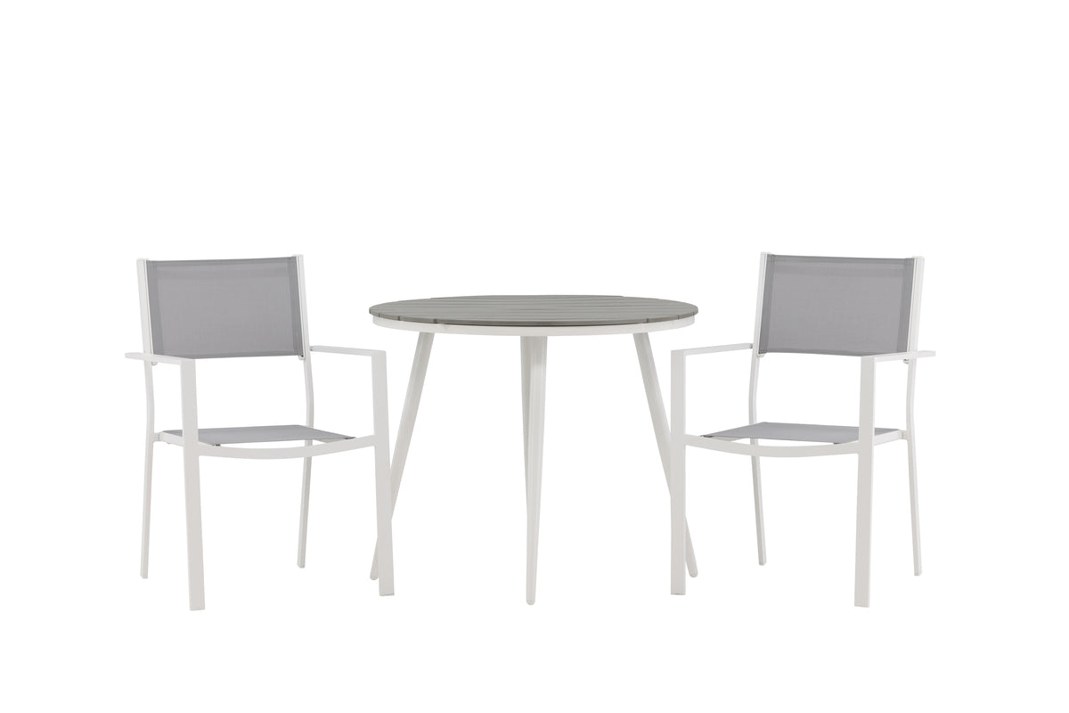 Venture Design Break & Copacabana Runda Matbord ⌀90 Grå + Matstolar 2-pack Grå