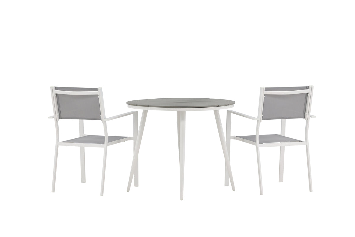 Venture Design Break & Copacabana Runda Matbord ⌀90 Grå + Matstolar 2-pack Grå
