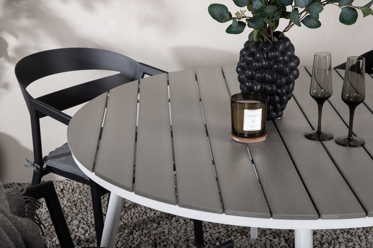 Venture Design Break & Slit Runda Matbord ⌀120 Grå + Matstolar Svart