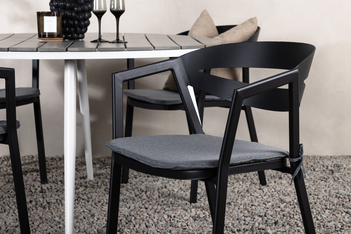 Venture Design Break & Slit Runda Matbord ⌀120 Grå + Matstolar Svart