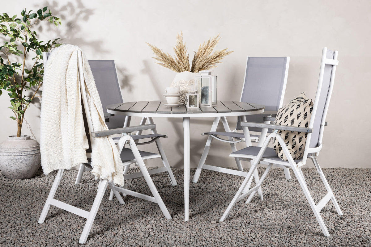 Venture Design Albany & Break Positionsstolar 2-pack Grå + Runda Matbord ⌀120 Grå
