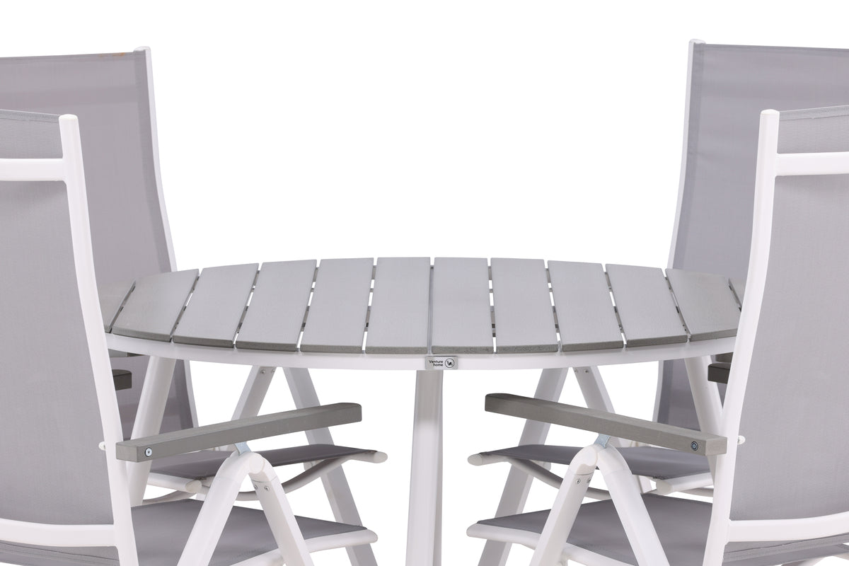 Venture Design Albany & Break Positionsstolar 2-pack Grå + Runda Matbord ⌀120 Grå