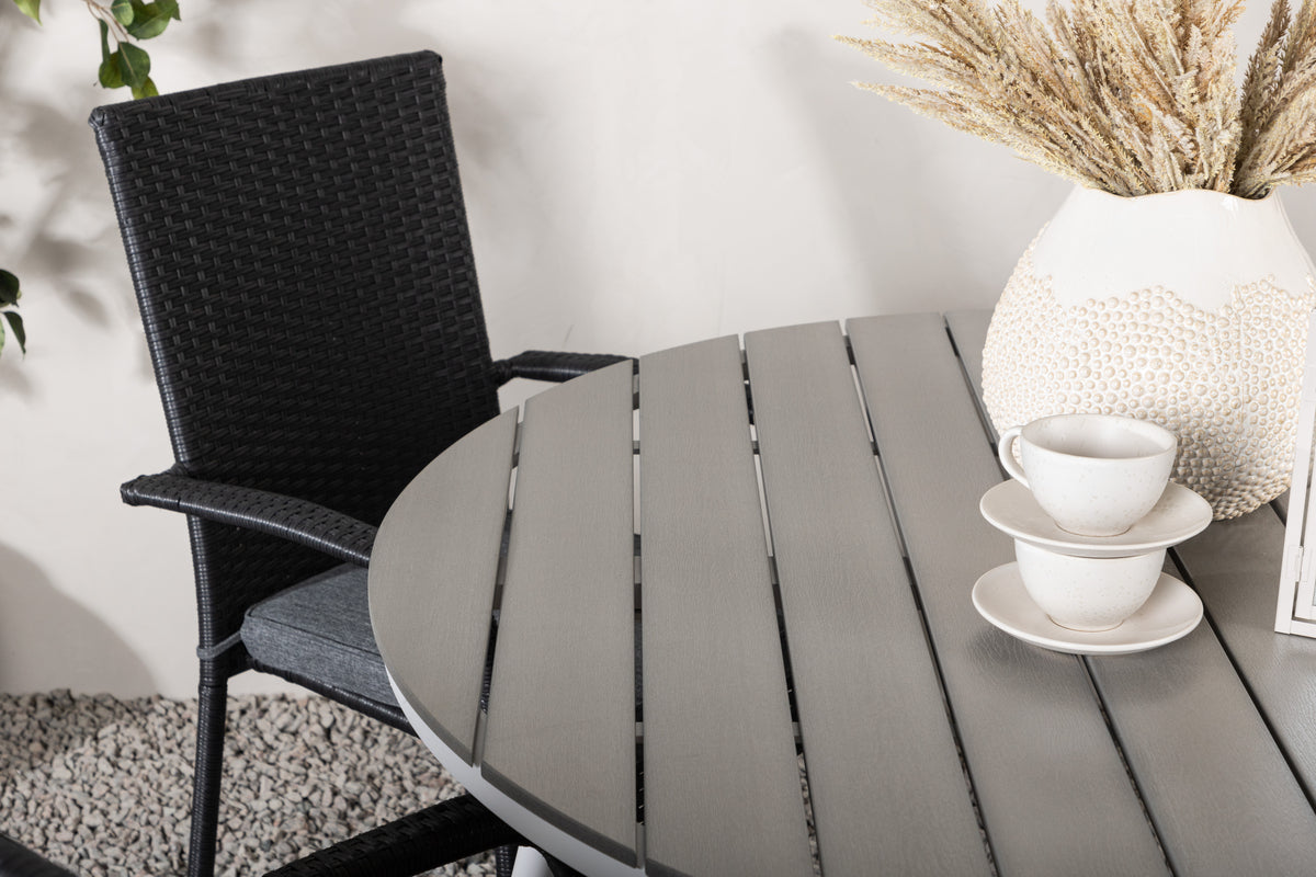Venture Design Break & Anna Runda Matbord ⌀120 Grå + Matstolar 2-pack Svart