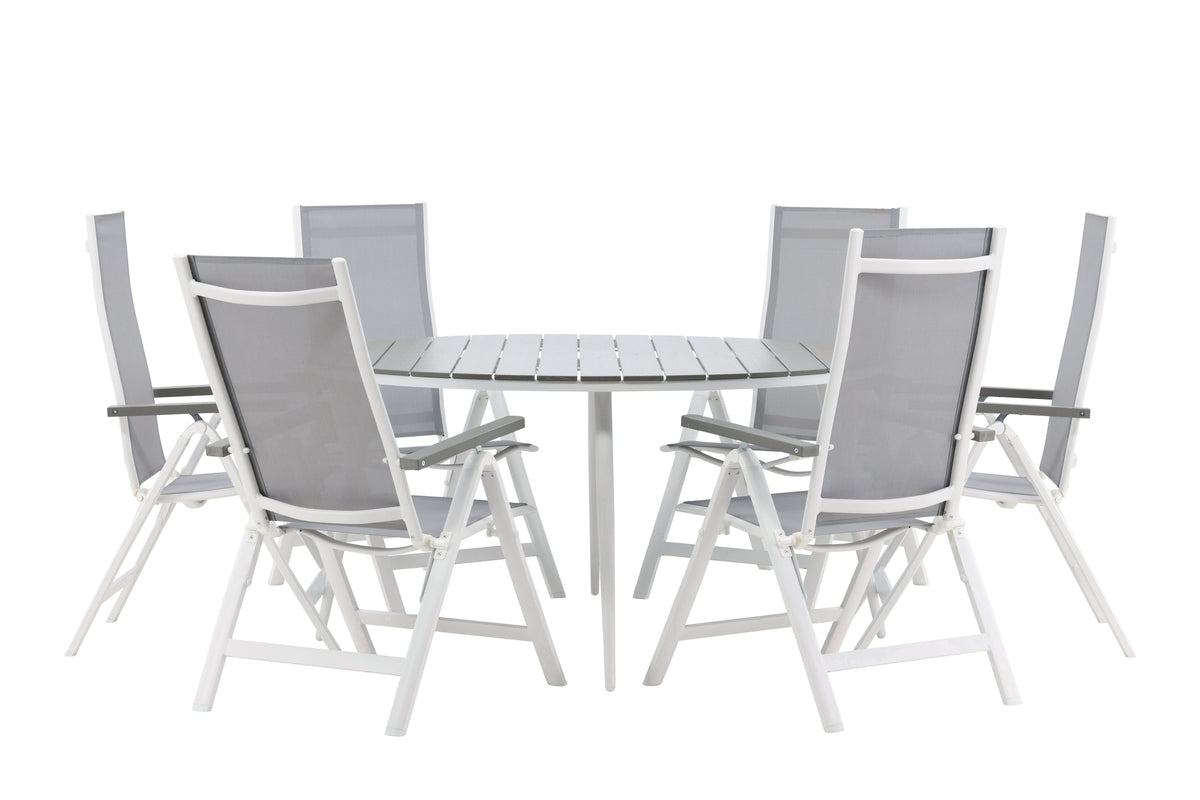 Venture Design Albany & Break Positionsstolar Grå + Runda Matbord ø150 Grå