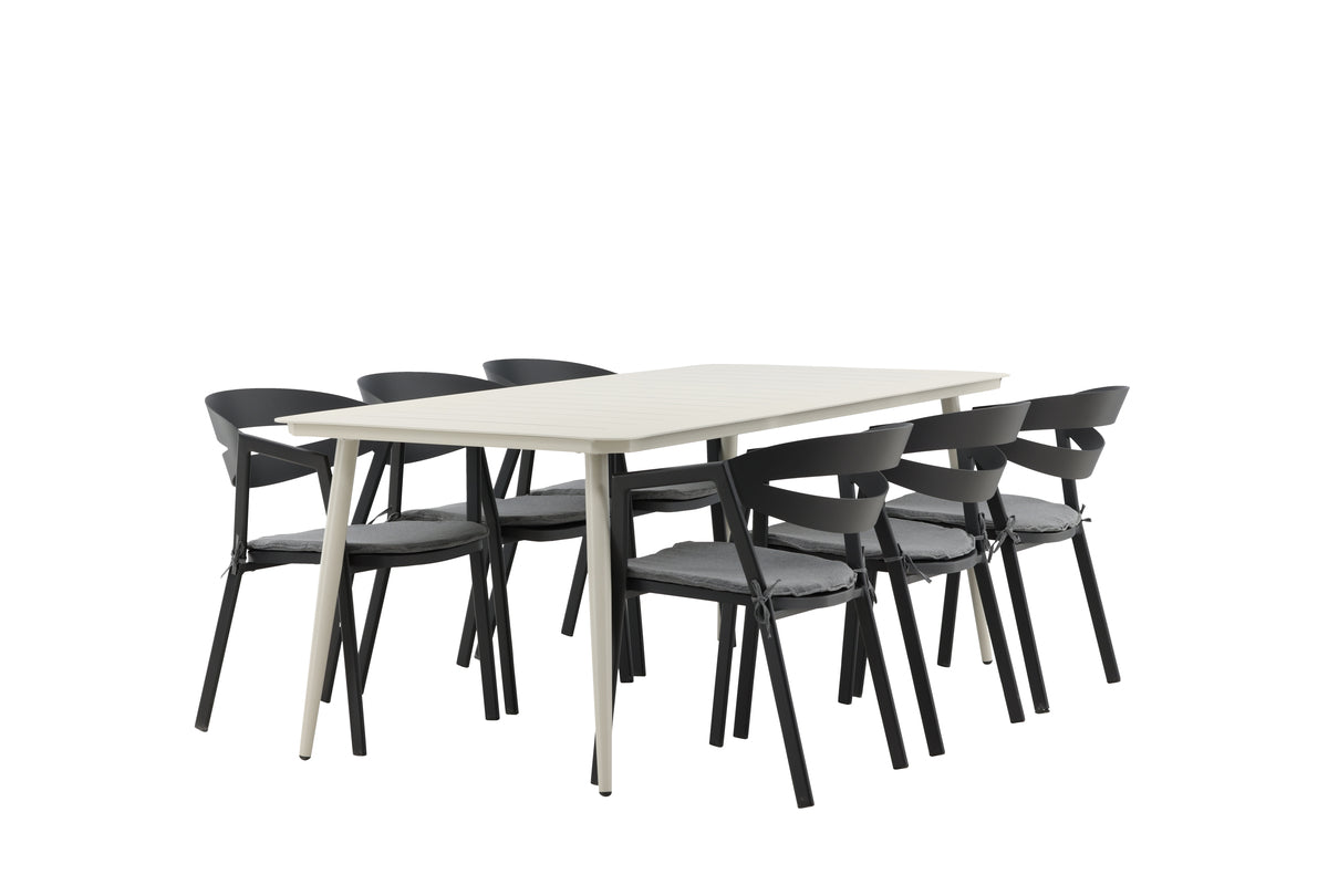 Venture Design Slit & Lina Matstolar Svart + Rektangulära Matbord 200 x 90 Beige