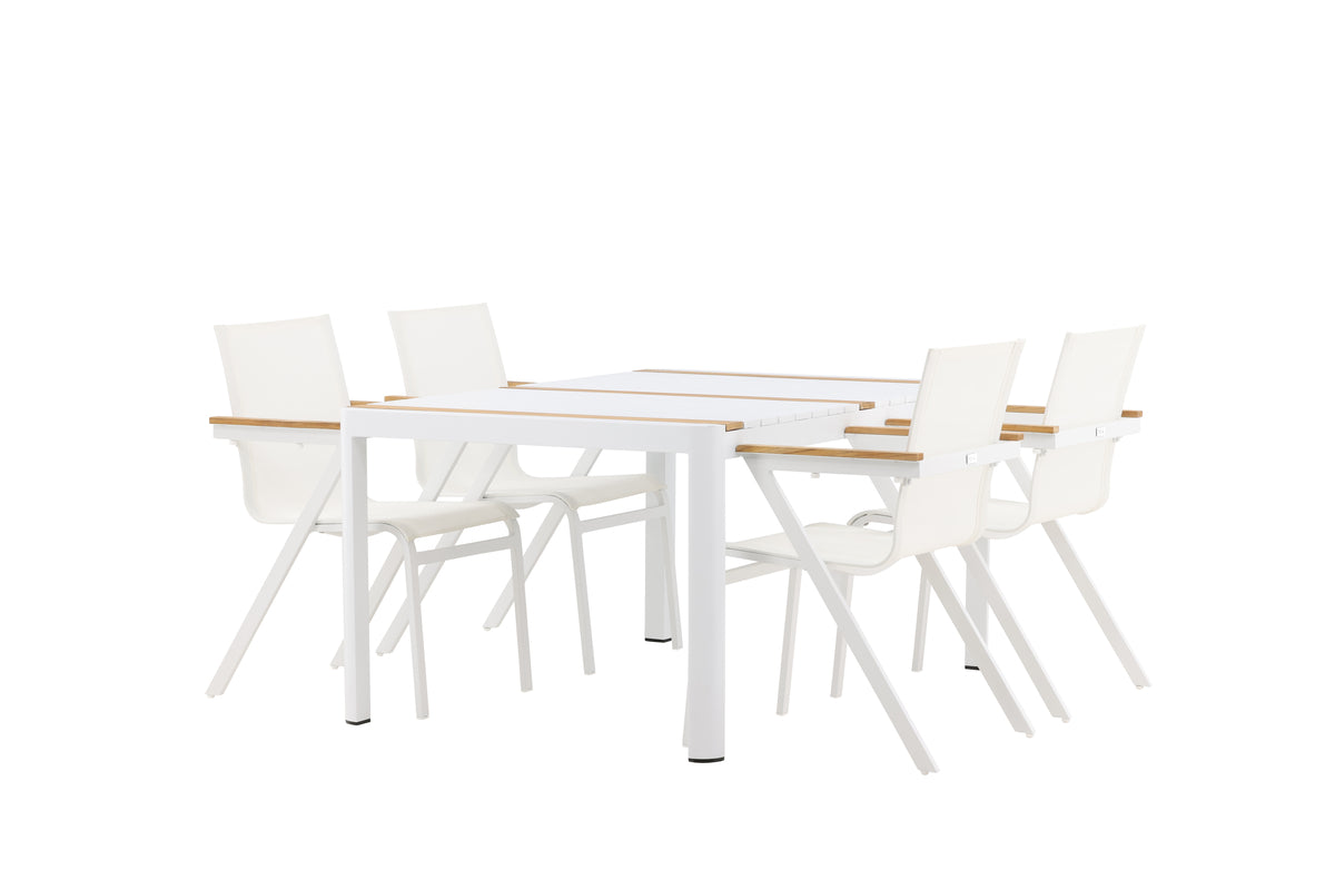 Venture Design Togo & Mexico Rektangulära Matbord 150 x 90 Vit + Matstolar 6-pack Vit