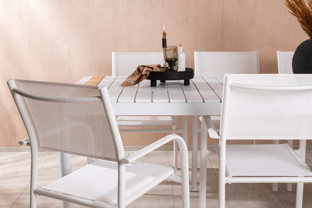 Venture Design Togo & Santorini Rektangulära Matbord 200 x 100 Vit + Matstolar 2-pack Vit