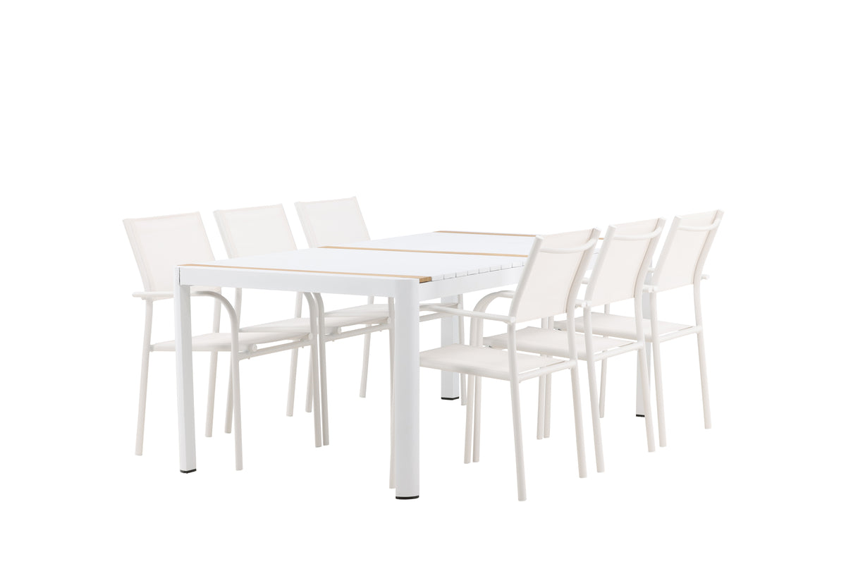 Venture Design Togo & Santorini Rektangulära Matbord 200 x 100 Vit + Matstolar 2-pack Vit