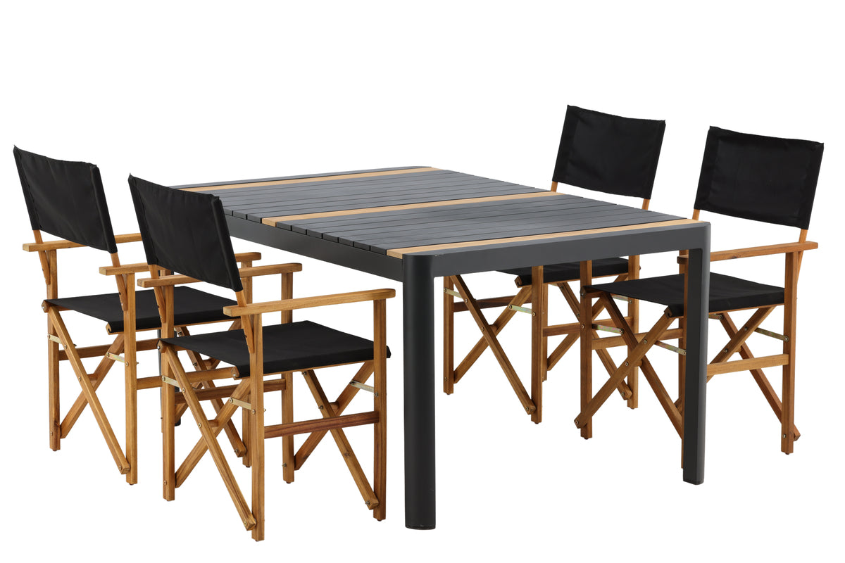 Venture Design Marion & Togo Matstolar 2-pack Natur + Rektangulära Matbord 150 x 90 Svart
