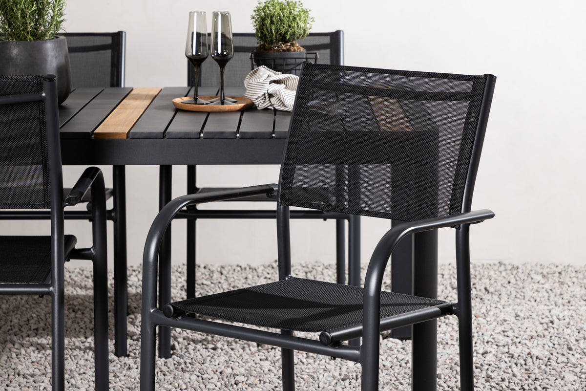 Venture Design Togo & Santorini Rektangulära Matbord 150 x 90 Svart + Matstolar 2-pack Svart