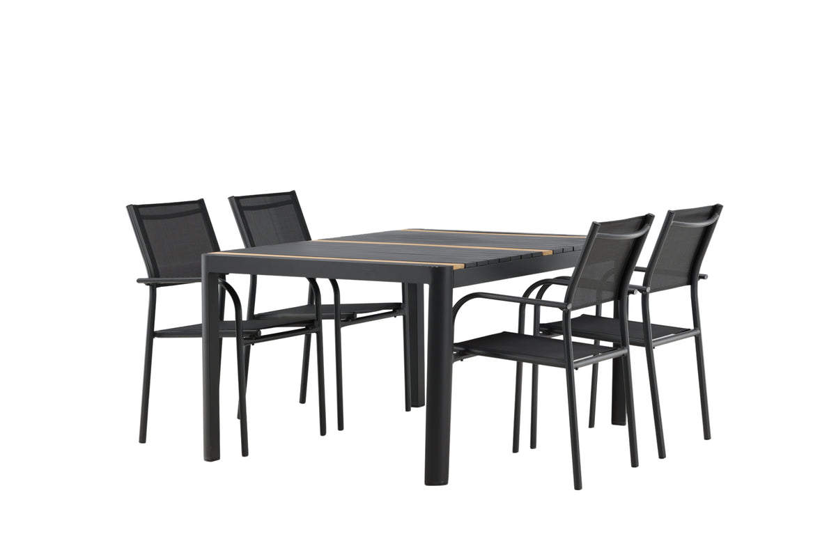 Venture Design Togo & Santorini Rektangulära Matbord 150 x 90 Svart + Matstolar 2-pack Svart