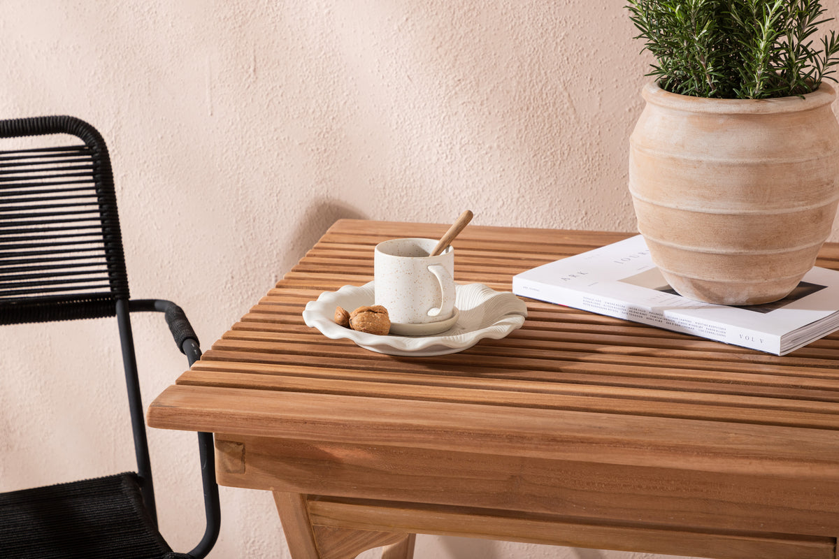 Venture Design Ghana & Lindos Cafebord 70 x 70 Natur + Matstolar 2-pack Svart