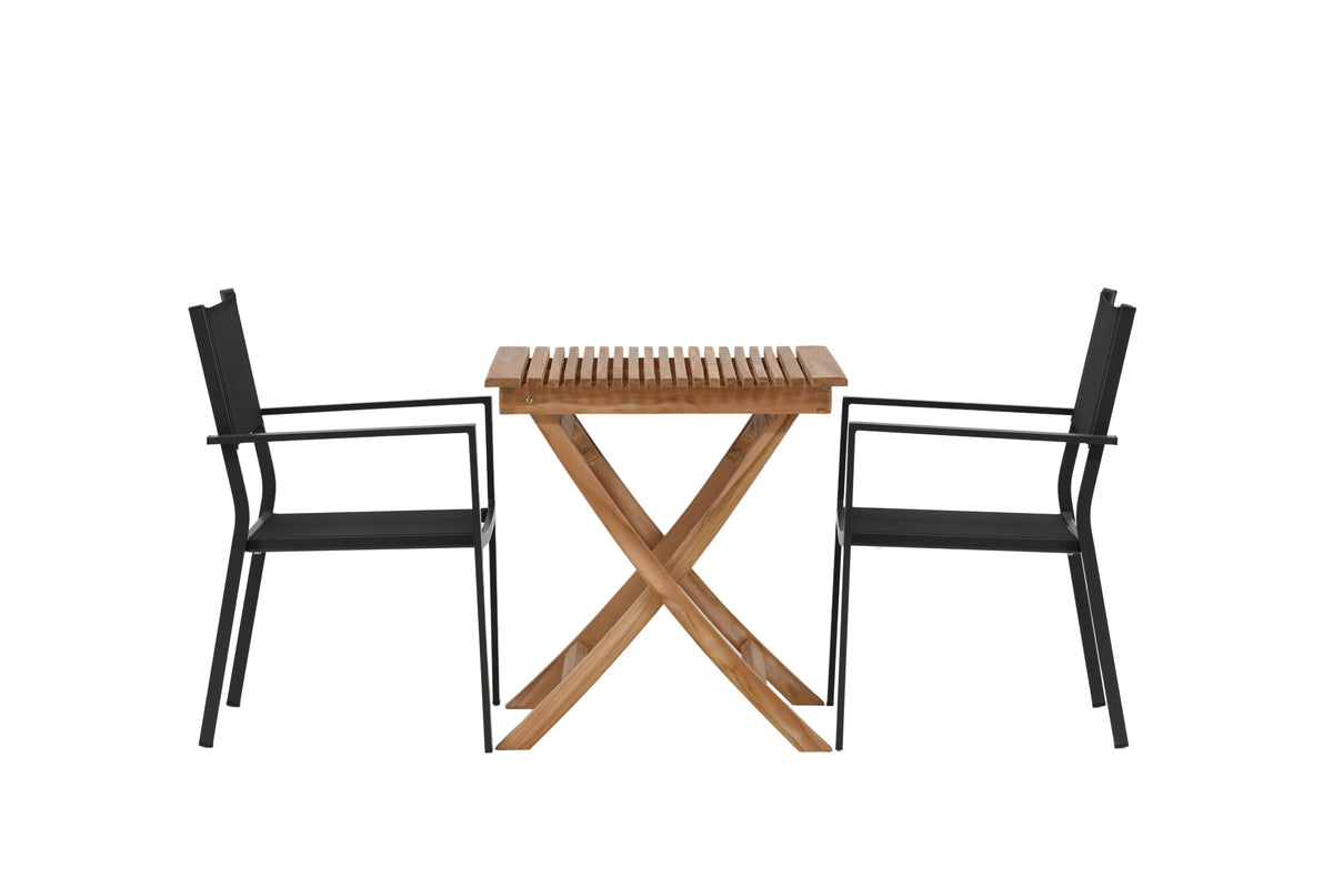 Venture Design Ghana & Copacabana Cafebord 70 x 70 Natur + Matstolar 2-pack Svart
