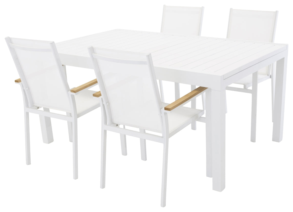 Venture Design Texas & Marbella Matstolar Vit + Matbord 160x100x75