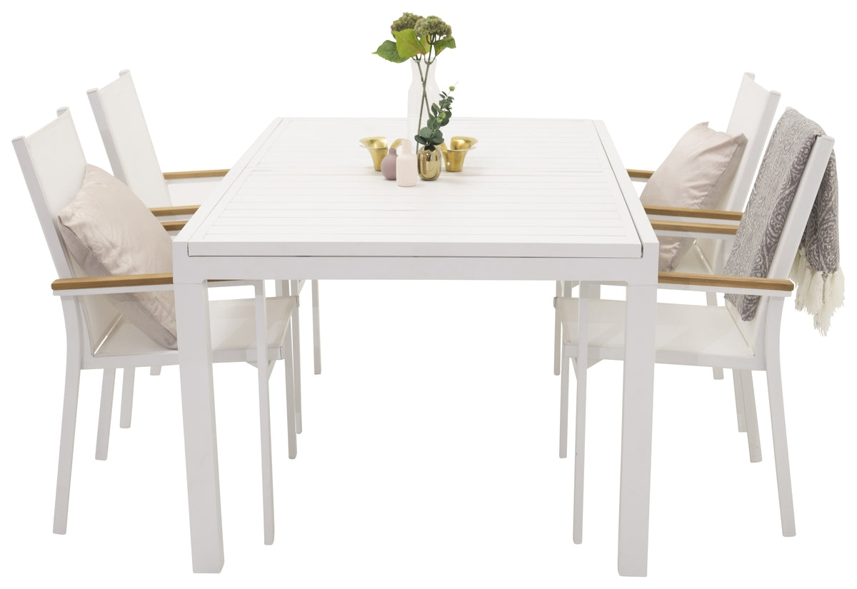 Venture Design Texas & Marbella Matstolar Vit + Matbord 160x100x75