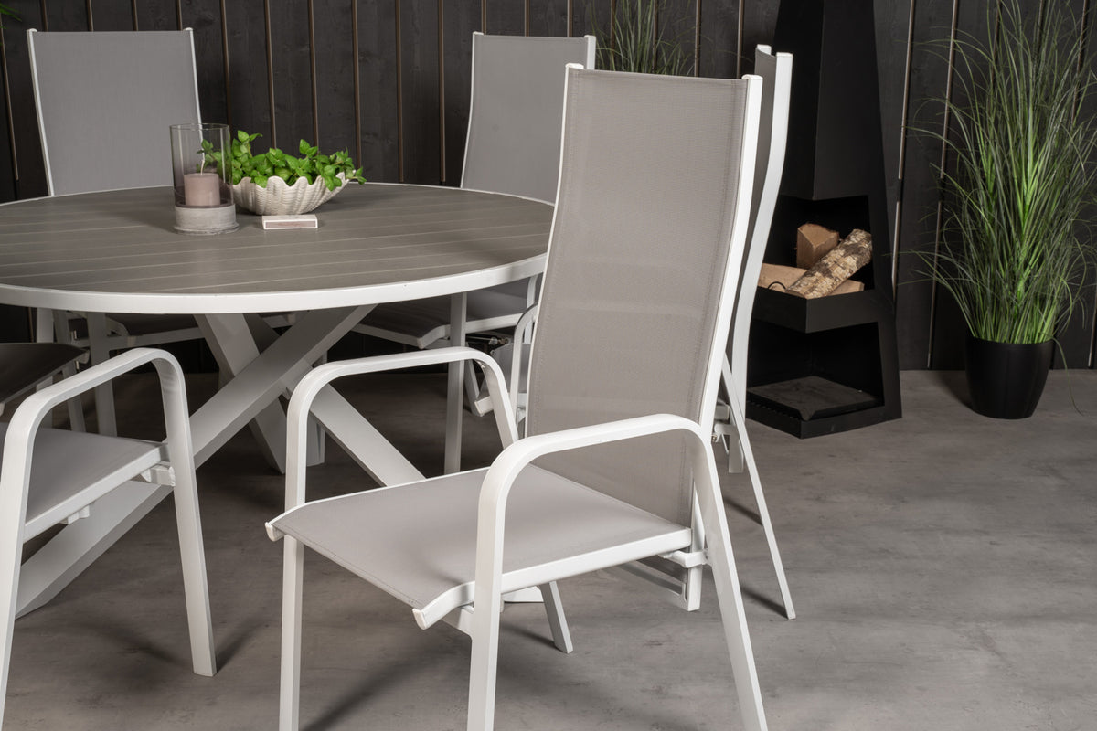 Venture Design Copacabana & Parma Reclinerstolar Grå + Runda Matbord ø140 Vit