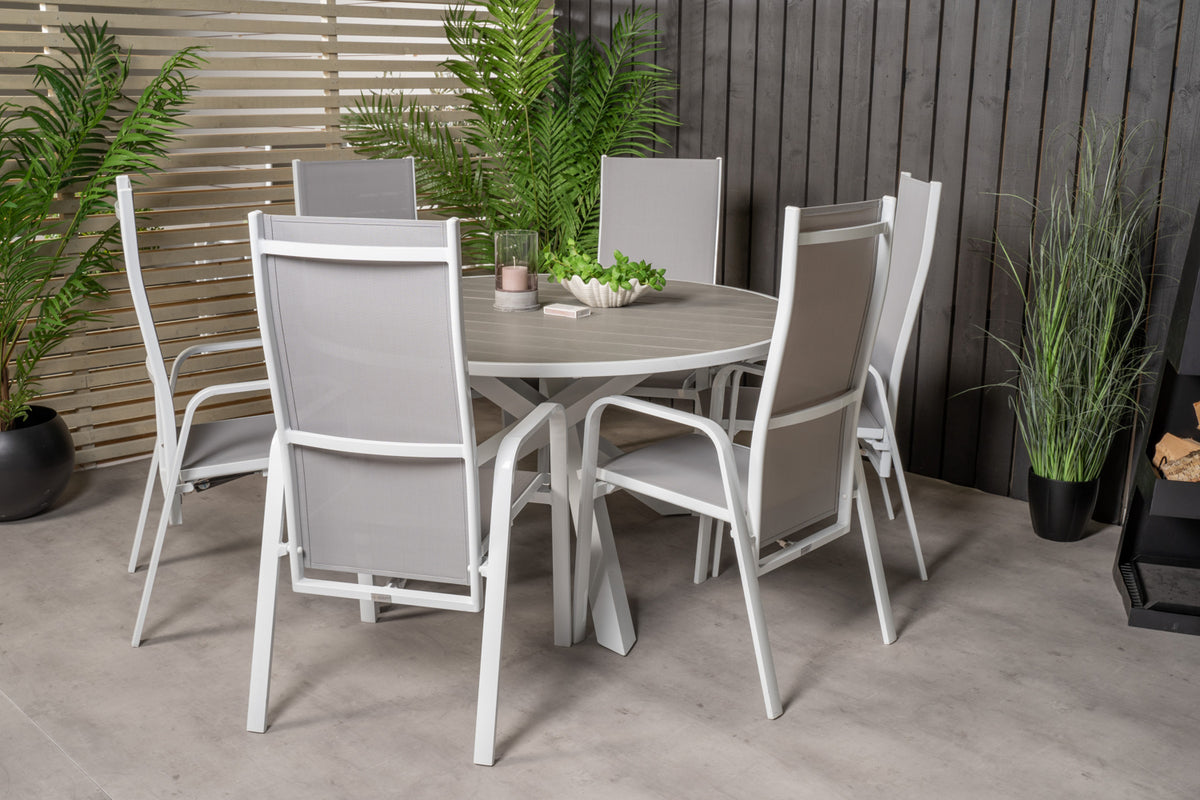 Venture Design Copacabana & Parma Reclinerstolar Grå + Runda Matbord ø140 Vit