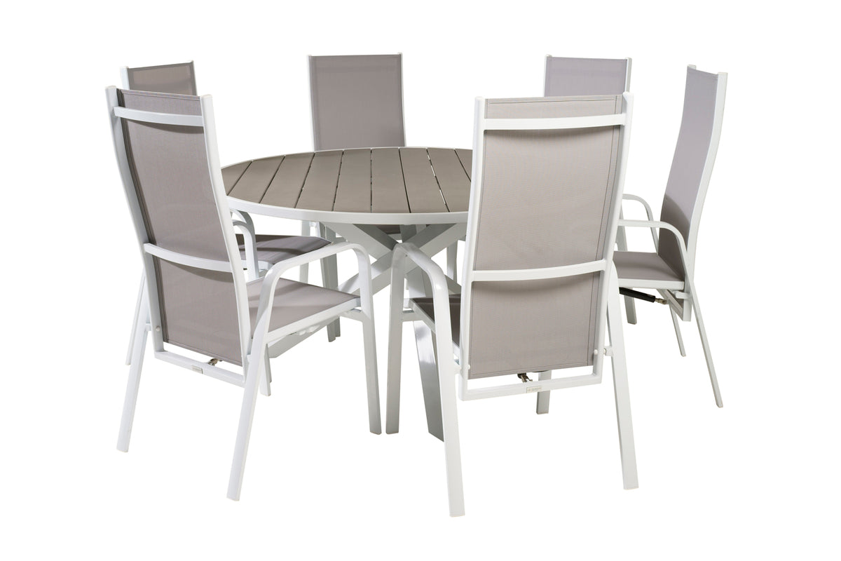 Venture Design Copacabana & Parma Reclinerstolar Grå + Runda Matbord ø140 Vit