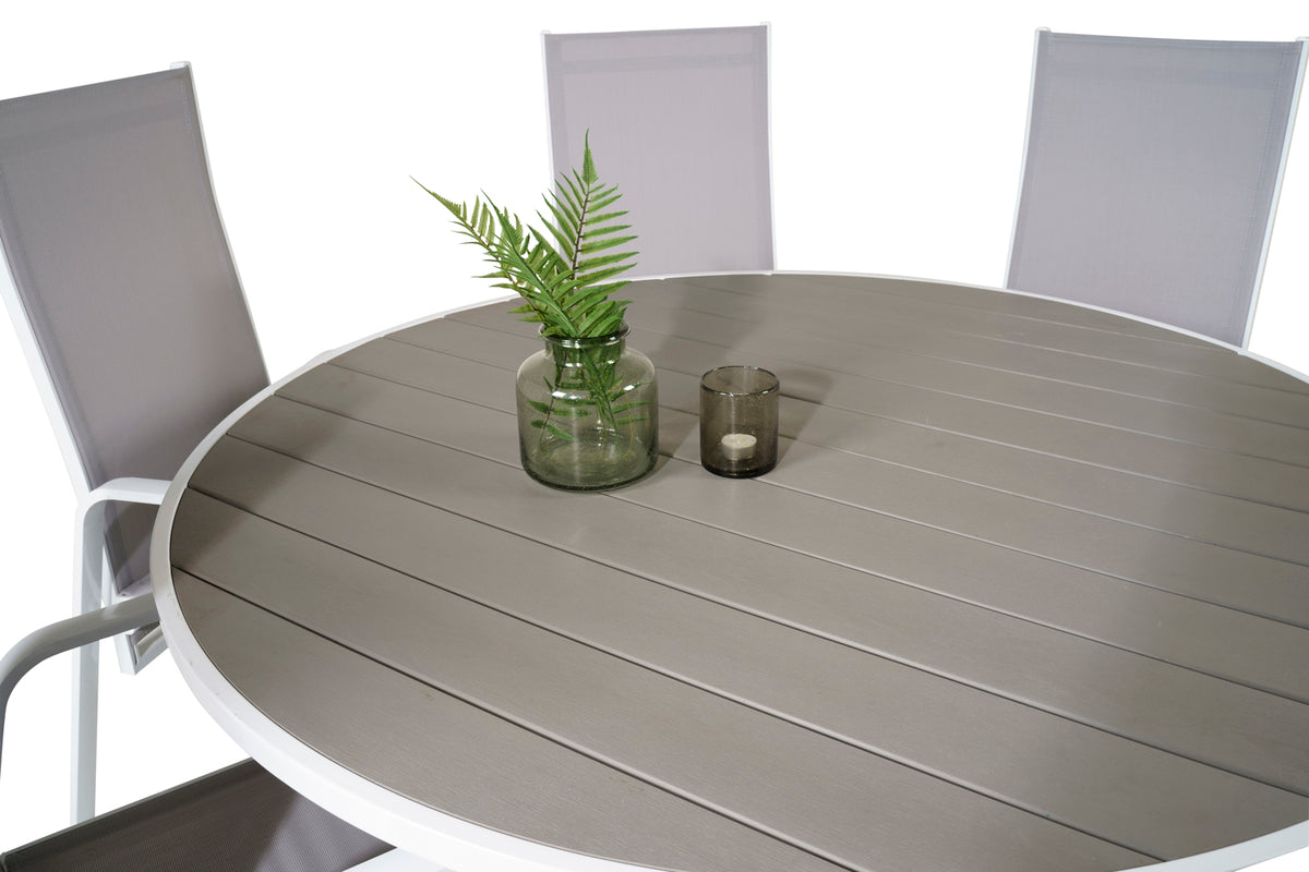 Venture Design Copacabana & Parma Reclinerstolar Grå + Runda Matbord ø140 Vit
