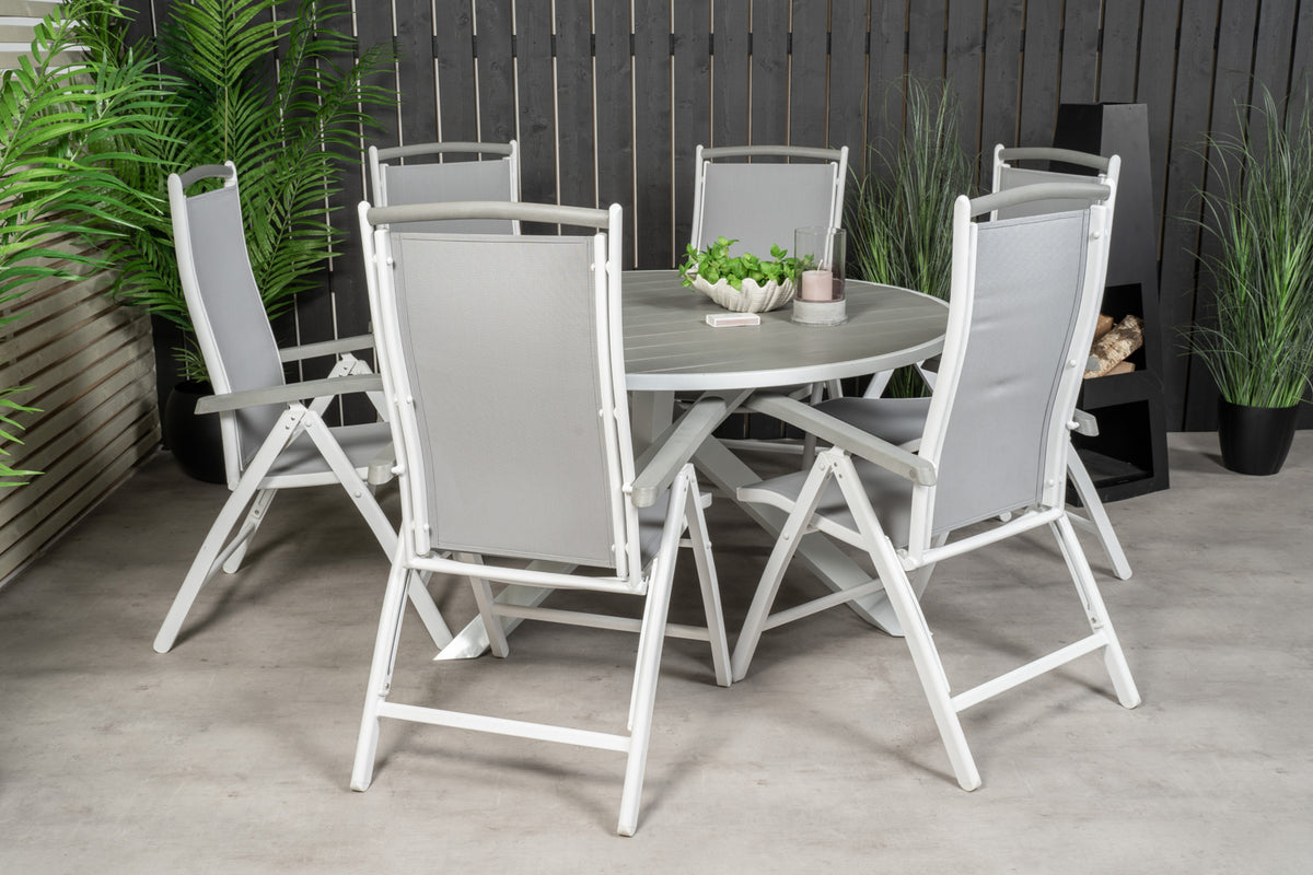 Venture Design Parma & Albany Matbord ⌀140 + Positionsstolar Vit