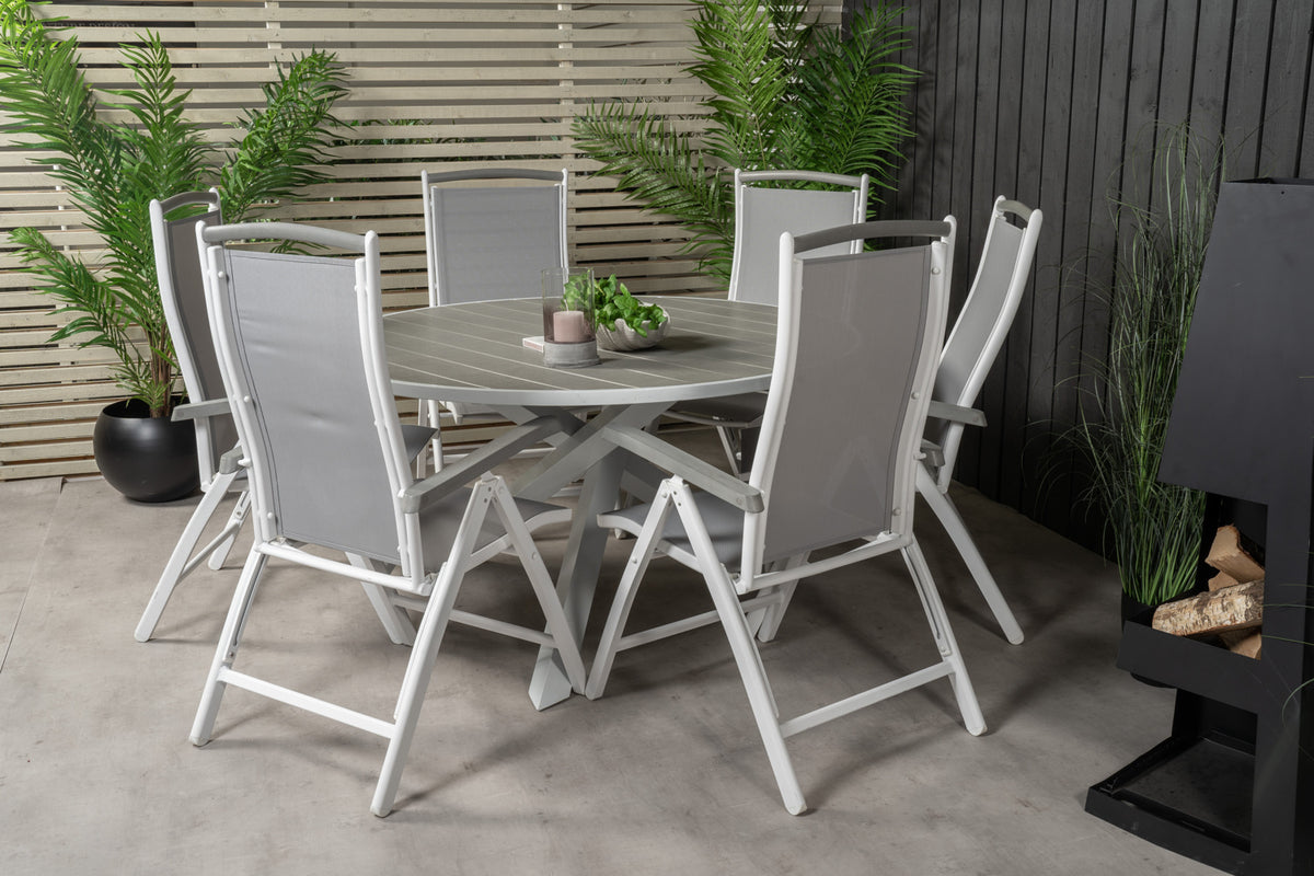 Venture Design Parma & Albany Matbord ⌀140 + Positionsstolar Vit