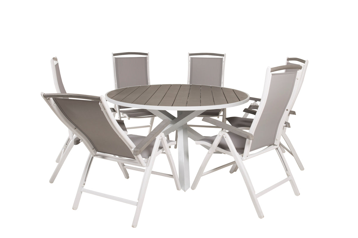 Venture Design Parma & Albany Matbord ⌀140 + Positionsstolar Vit
