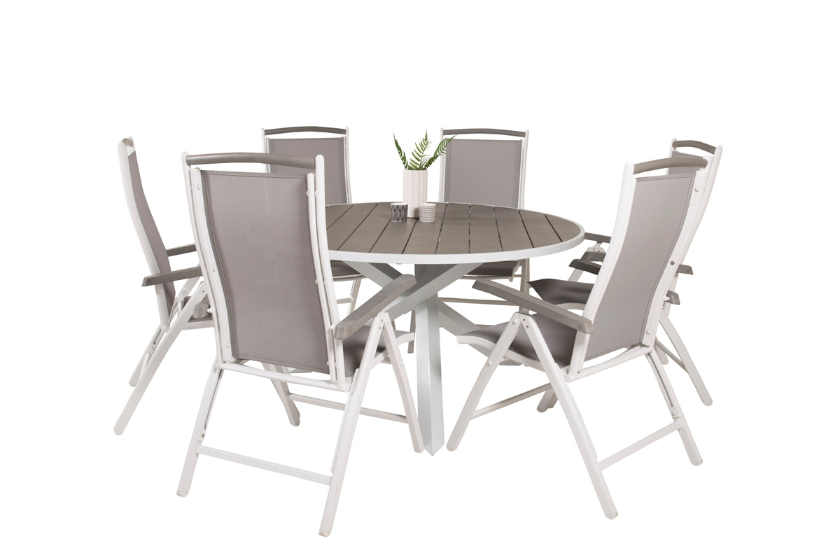 Venture Design Parma & Albany Matbord ⌀140 + Positionsstolar Vit