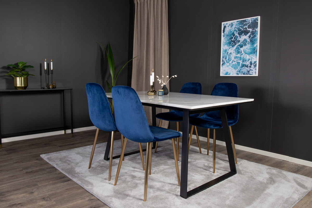 Venture Design Estelle & Polar Matbord 90x140 + Matstolar Blå