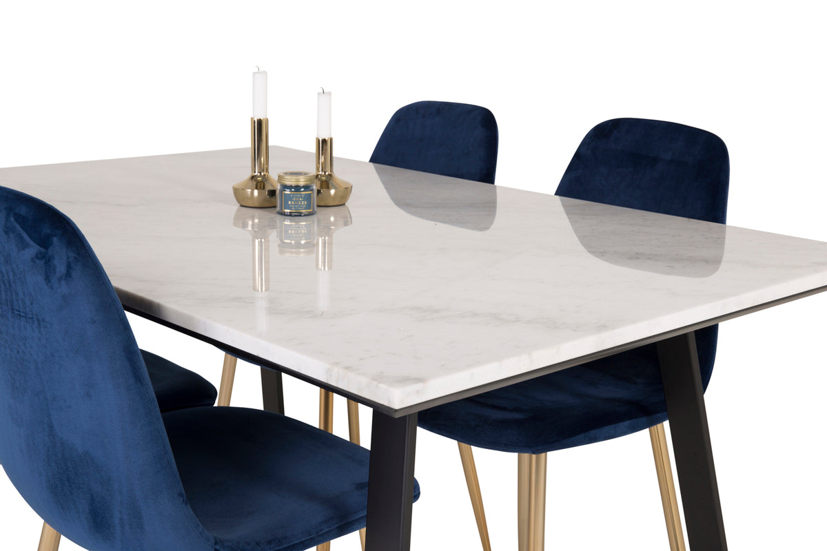 Venture Design Estelle & Polar Matbord 90x140 + Matstolar Blå