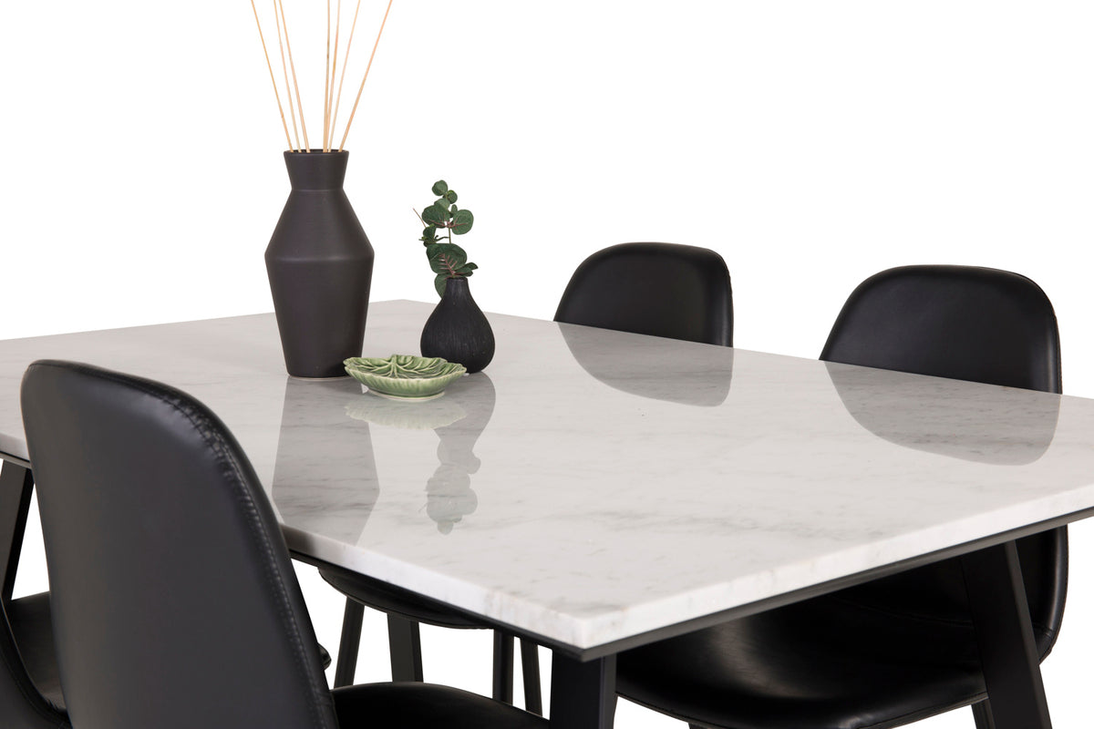 Venture Design Estelle & Polar Rektangulära Matbord 140 x 90 Svart + Matstolar 2-pack Svart